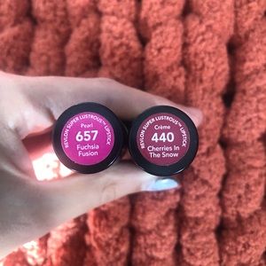 2 fuchsia/reddish pink Revlon lipsticks